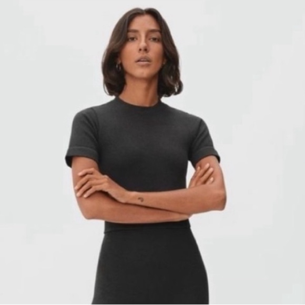 Everlane Organic Cotton Blend Seamless Crop Tee Black Size XS/S